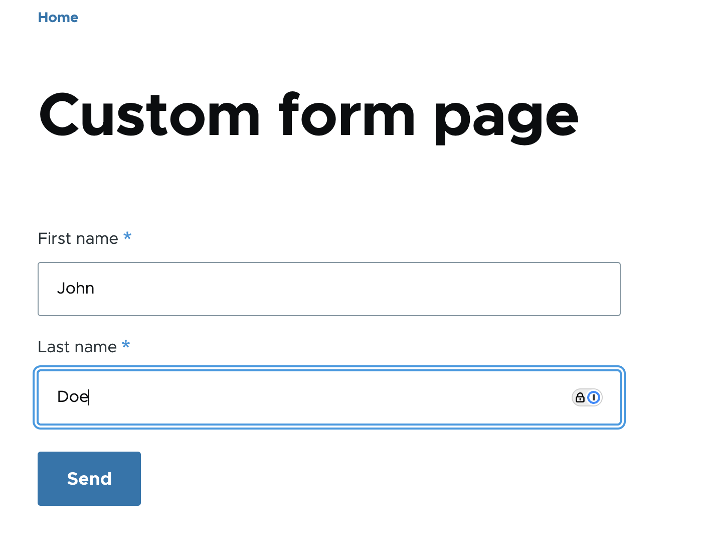 Custom form page